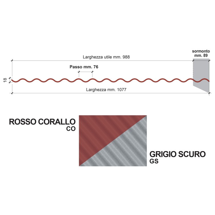 Lastra ondina bi-color 1.077 x 2000 mm