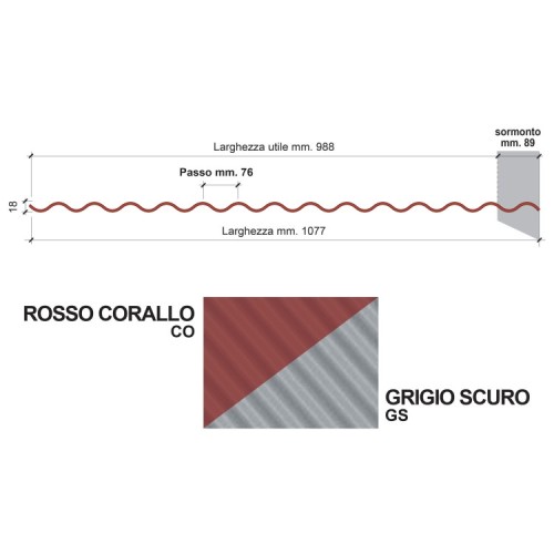 Lastra ondina bi-color 1.077 x 2000 mm