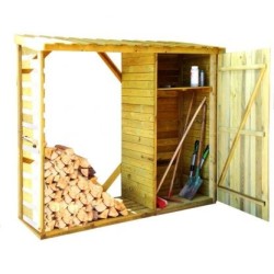 Legnaia con ripostiglio porta attrezzi L206xP65/80xH190 cm