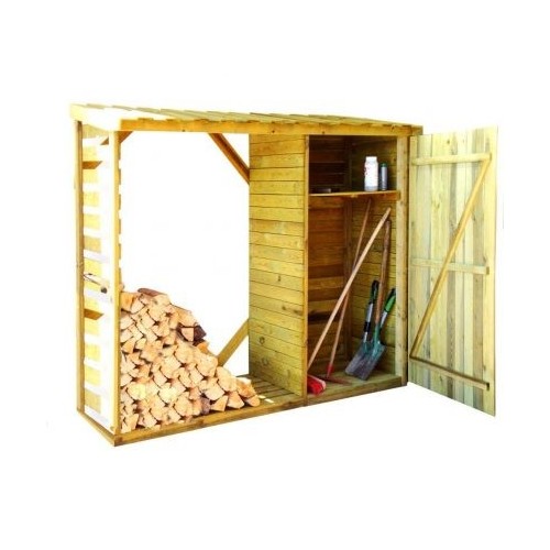 Legnaia con ripostiglio porta attrezzi L206xP65/80xH190 cm