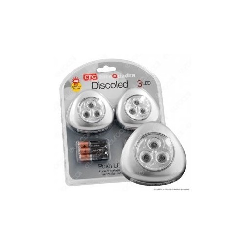 Discoled 2 Push Light con 3 LED a Batteria Accensione a Pressione