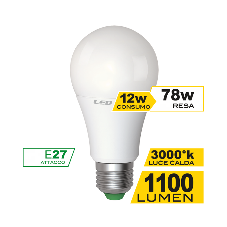 LAMPADA LED GOCCIA E27 12W 3000 K LUCE CALDA – ECOMAN 0221