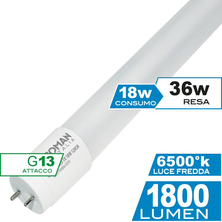 Tubo 18W T8 120cm Luce Fredda