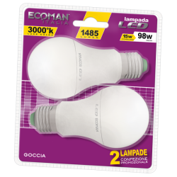 Goccia 15W E27 Bipack Luce Calda