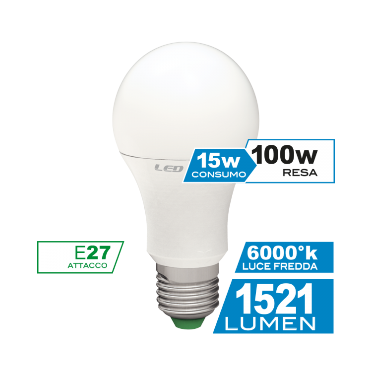 Goccia 15W E27 Luce Fredda PET