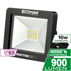 Proiettore Mini Slim 10W Luce Naturale Black
