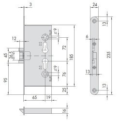Serratura Cisa 43020 infilare per porte tagliafuoco 2