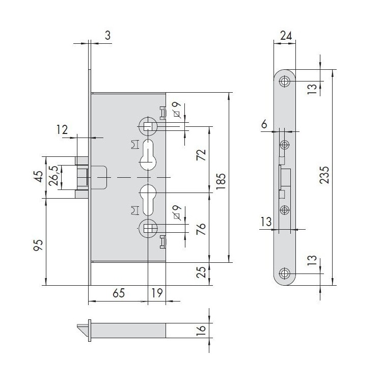 Serratura Cisa 43020 infilare per porte tagliafuoco