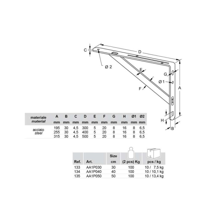 REGGIMENSOLA OBELIX ZINCATO 40 CM