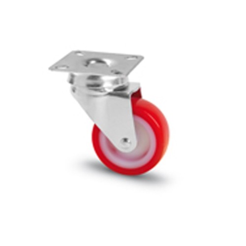 2 RUOTE ARANCIO GIREVOLE CON PIASTRA D.60