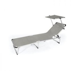 Lettino pieghevole con parasole Viareggio 187x60x30 cm - Grigio