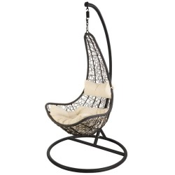 Poltrona pensile aperta in rattan sintetico intrecciato