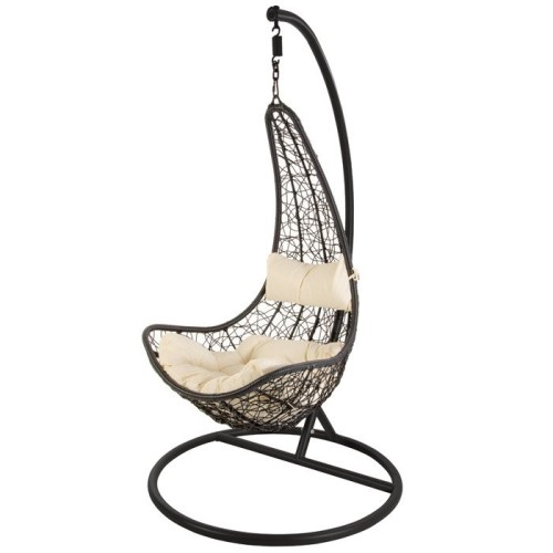 Poltrona pensile aperta in rattan sintetico intrecciato