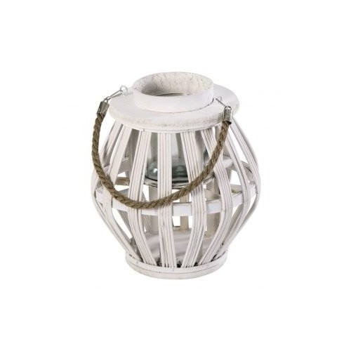 Lanterna Palmas in legno con maniglia di corda H27 cm