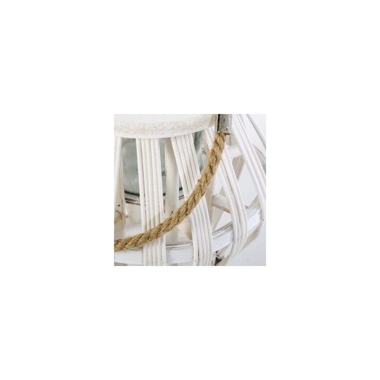 Lanterna Palmas in legno con maniglia di corda H27 cm