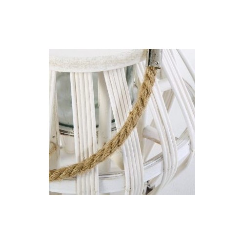 Lanterna Palmas in legno con maniglia di corda H27 cm