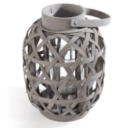 Lanterna Salvador in legno intrecciato H30 cm