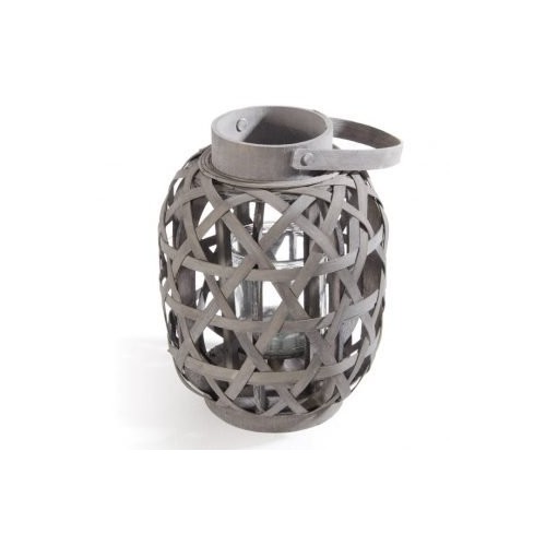 Lanterna Salvador in legno intrecciato H30 cm