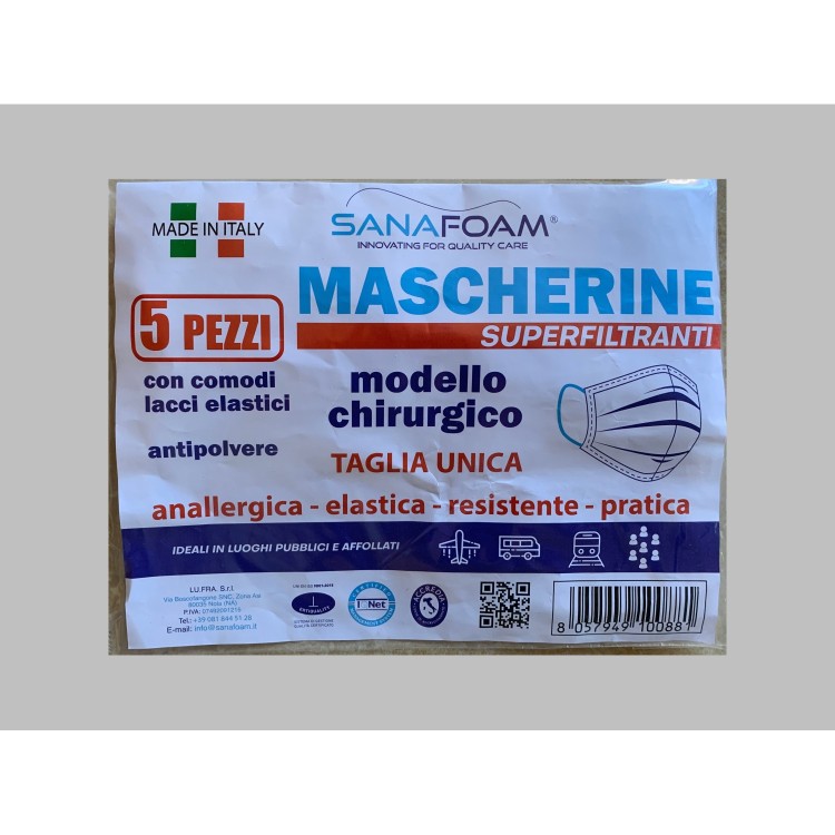 Mascherine super filtranti 5 pezzi anti polvere colore nero
