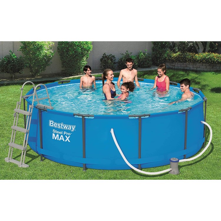 Bestway Steel Pro MAX Piscina Fuori Terra Rotonda 56418, 366x100 cm, Pompa di Filtraggio Inclusa