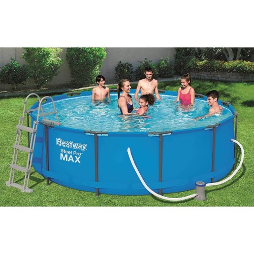 Bestway Steel Pro MAX Piscina Fuori Terra Rotonda 56418, 366x100 cm, Pompa di Filtraggio Inclusa