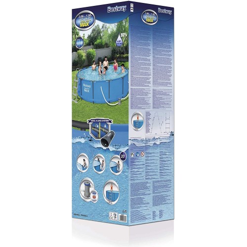 Bestway Steel Pro MAX Piscina Fuori Terra Rotonda 56418, 366x100 cm, Pompa di Filtraggio Inclusa