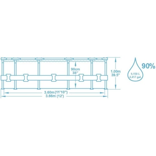 Bestway Steel Pro MAX Piscina Fuori Terra Rotonda 56418, 366x100 cm, Pompa di Filtraggio Inclusa