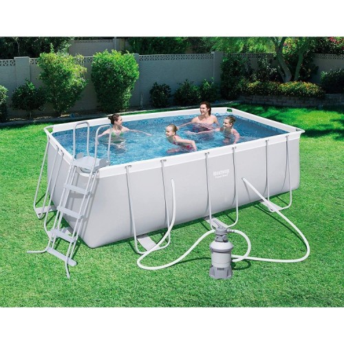 Piscina Fuori Terra Bestway 56457 Rettangolare Power Steel 412x201x122 Cm