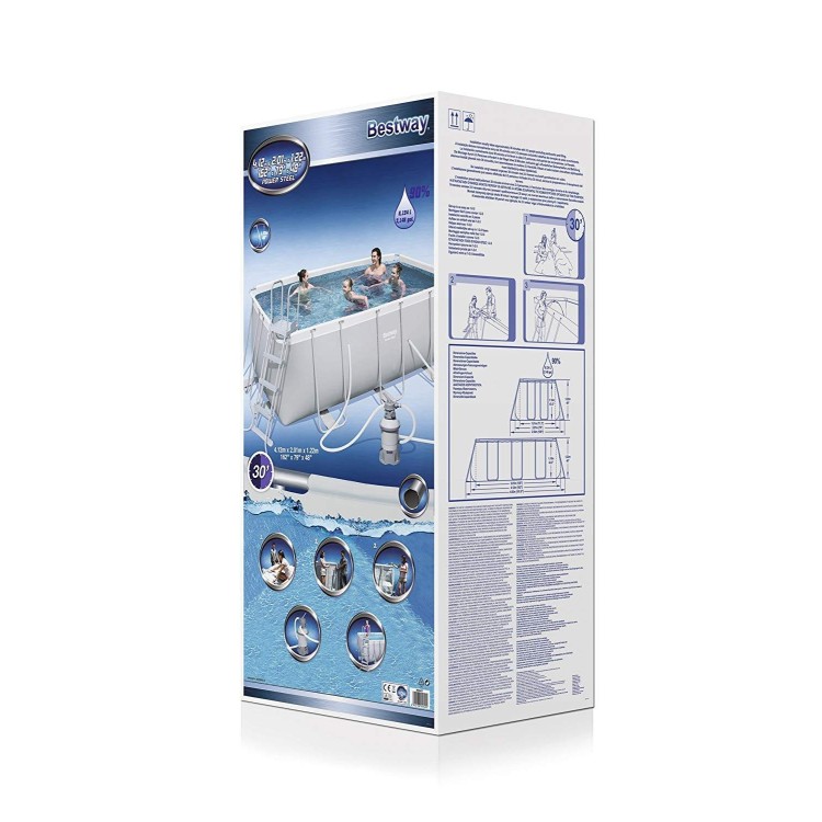 Piscina Fuori Terra Bestway 56457 Rettangolare Power Steel 412x201x122 Cm