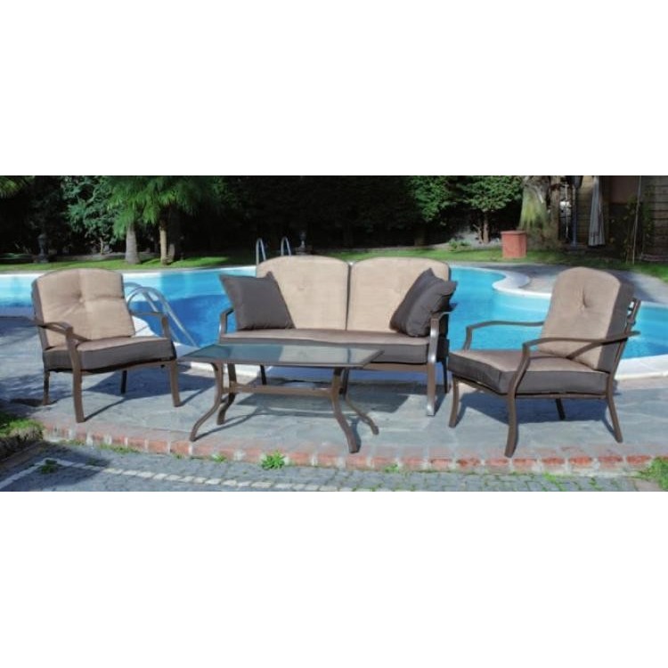 SALOTTO BREEZE SOFA MARRONE DIVANO 2 POLTRONE TAVOLINO M0532-21