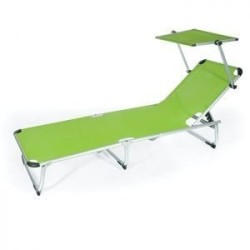 Lettino pieghevole con parasole Viareggio 187x60x30 cm - Verde