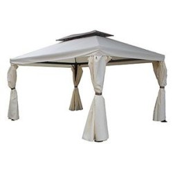 GAZEBO 3X4 DA GIARDINO TELO IN POLIESTERE CON TELI LATERALI ECRU