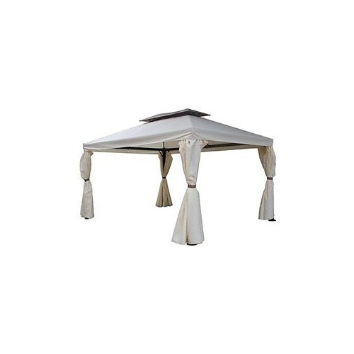GAZEBO 3X4 DA GIARDINO TELO IN POLIESTERE CON TELI LATERALI ECRU