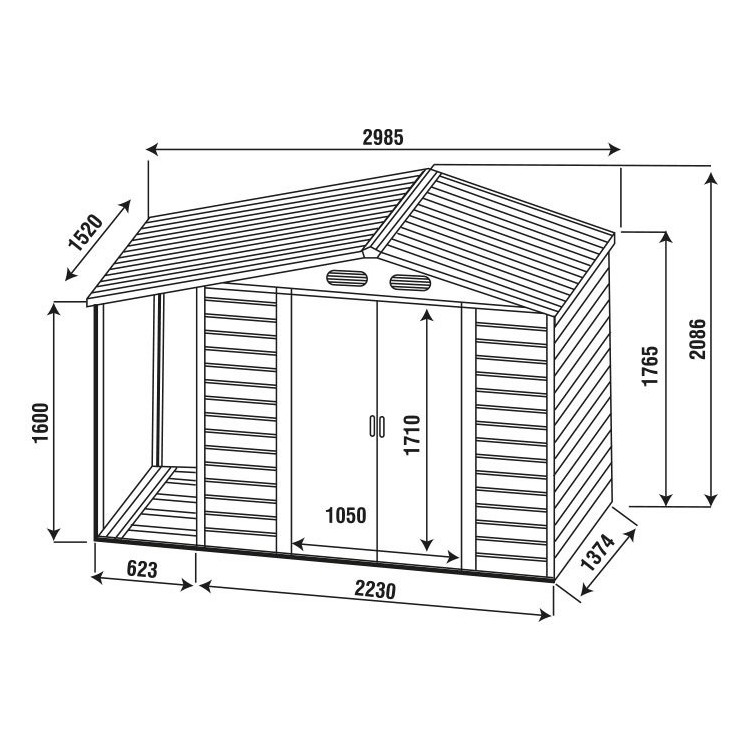 Cottage Casetta box da giardino con tettoia laterale verdelook 621/15