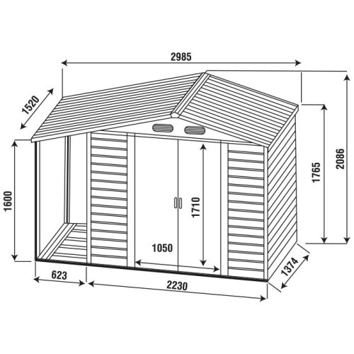 Cottage Casetta box da giardino con tettoia laterale verdelook 621/15