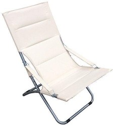 SDRAIO SEDIA SPIAGGINA PIEGHEVOLE ACCIAIO MARE SPIAGGIA PISCINA CAMPEGGIO ECRU