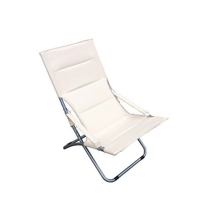 SDRAIO SEDIA SPIAGGINA PIEGHEVOLE ACCIAIO MARE SPIAGGIA PISCINA CAMPEGGIO ECRU