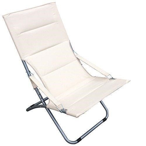 SDRAIO SEDIA SPIAGGINA PIEGHEVOLE ACCIAIO MARE SPIAGGIA PISCINA CAMPEGGIO ECRU