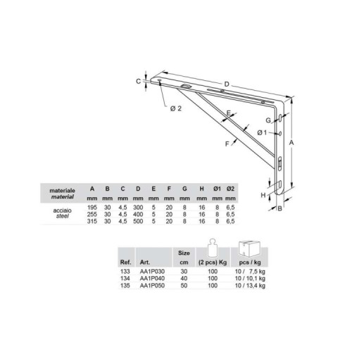 REGGIMENSOLA OBELIX ZINCATO 50 CM
