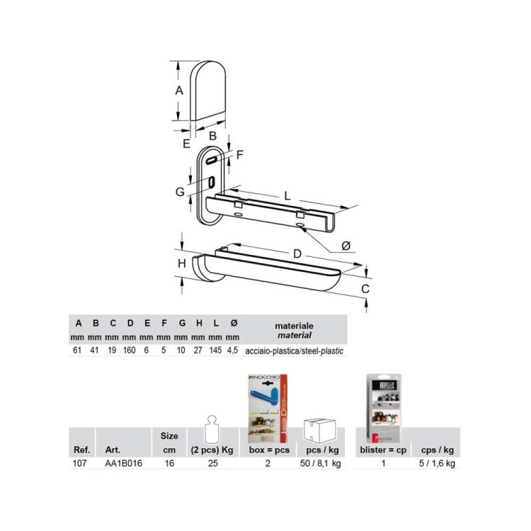 REGGIMENSOLA PINOCCHIO ARGENTO 16 CM