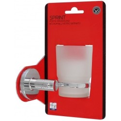 PORTA SPAZZOLINO CROMO/VETRO SATINATO SERIE SPRINT 2