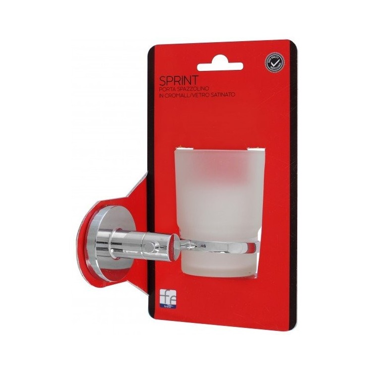 PORTA SPAZZOLINO CROMO/VETRO SATINATO SERIE SPRINT