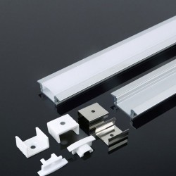 Profilo in Alluminio per Strip LED a Incasso per Cartongesso 2000 x 24,7 x 7mm