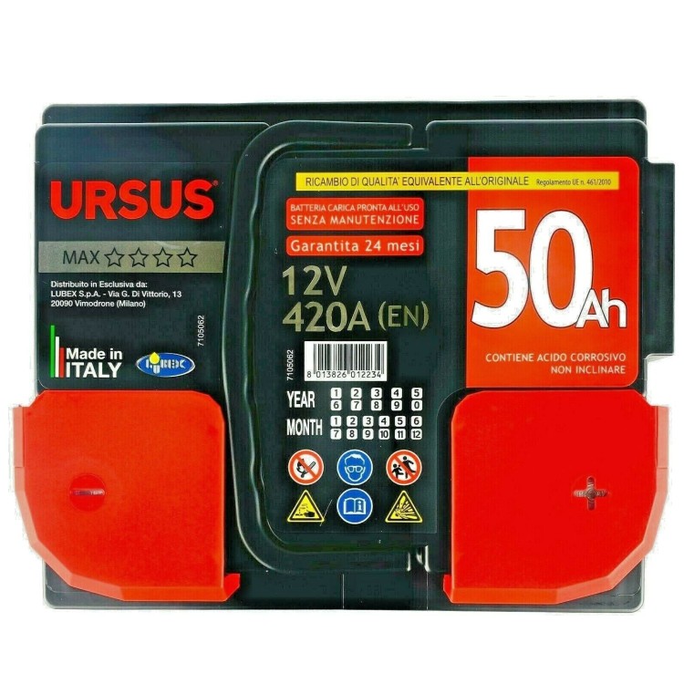 BATTERIA AUTO URSUS MAX 50 AH polarità DESTRA