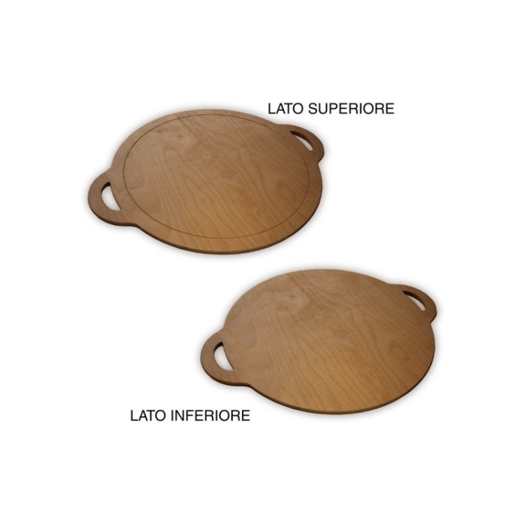 Vassoio inciso in legno di betulla con manici 49x59 cm