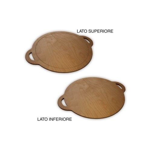 Vassoio inciso in legno di betulla con manici 49x59 cm