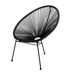 Poltrona in metallo verniciato e polyrattan Alba  di Ø 3.8 mm - Nero