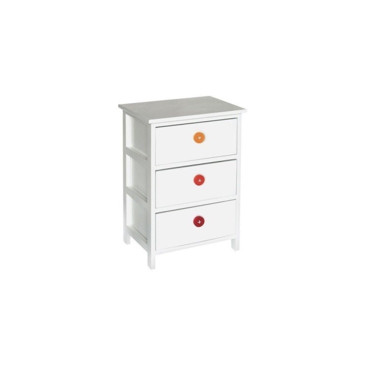 Cassettiera in legno bianco 3 cassetti 40x29xH58cm arredo casa design