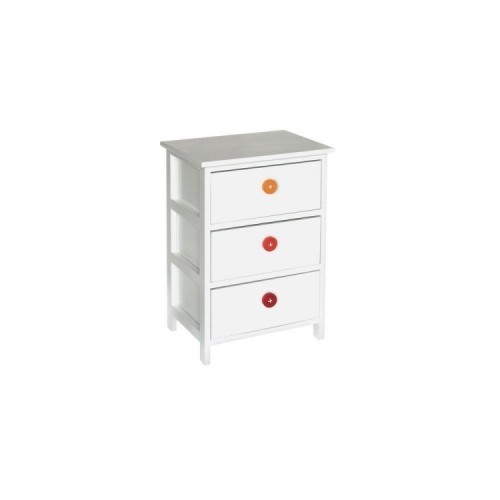 Cassettiera in legno bianco 3 cassetti 40x29xH58cm arredo casa design