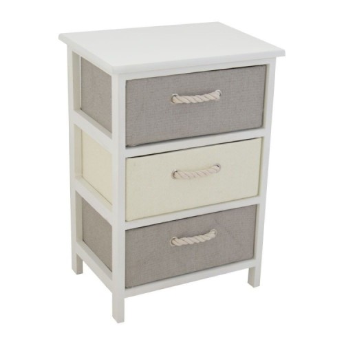 Cassettiera mobile legno 3 cassetti maniglia in corda arredamento casa